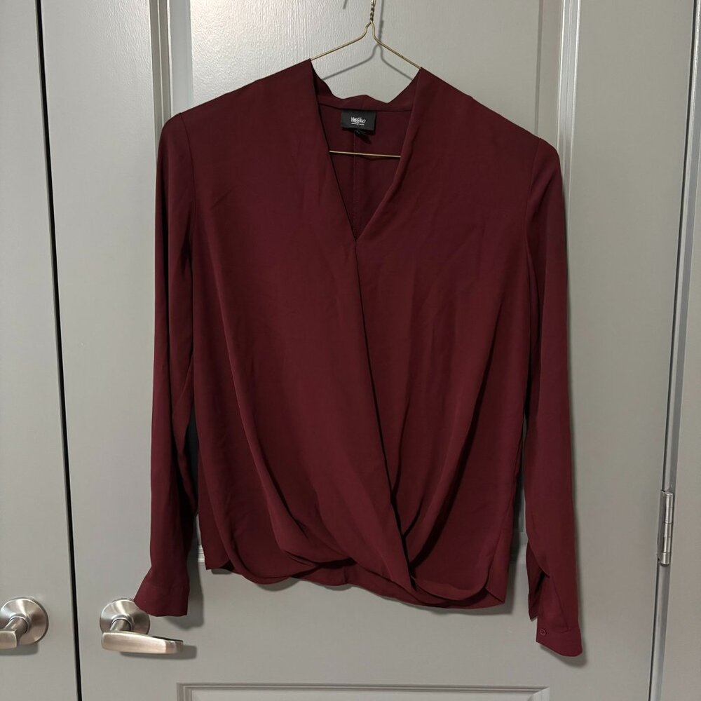 Burgundy Draped Blouse